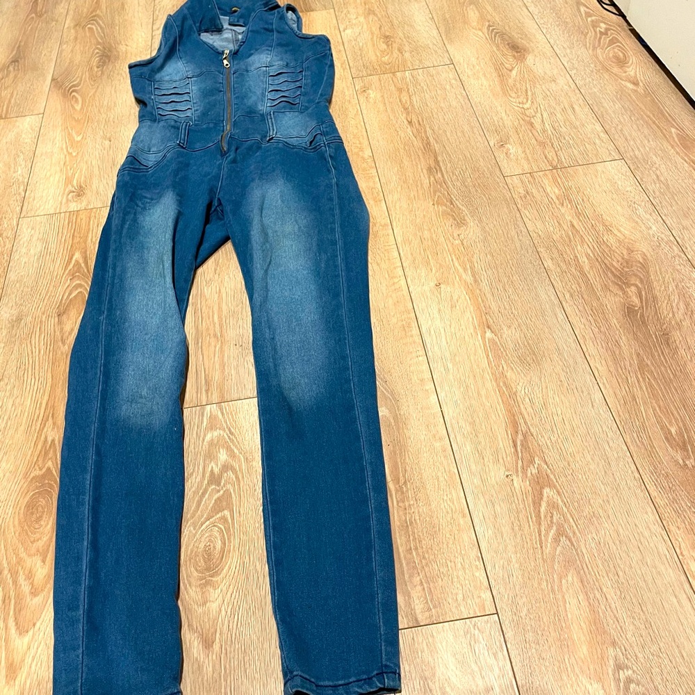 Blue denim tank top jumper